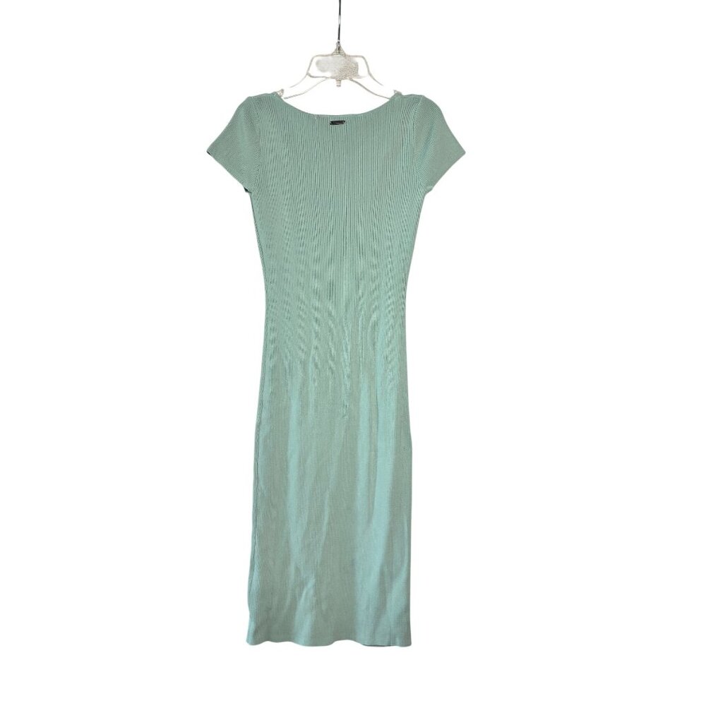 NWT GUESS Cap Sleeve Charlotte Bodycon Ribbed Dress M Aqua Ice Mint Green *READ - Picture 4 of 12